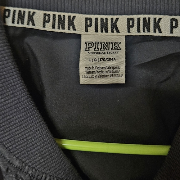 Victoria's Secret Black Bomber Jacket with Pink Accents - Picture 2 of 3